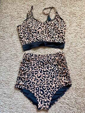 Coral Reef Swim Medium High Waist Leopard Bikini